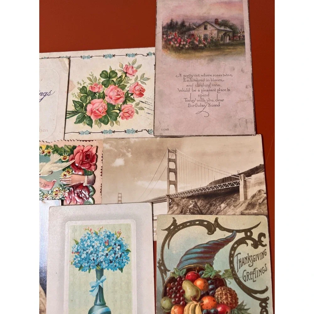 Lot Of 13 Antique/Vintage Embossed Floral Children Places Postcards Early 1900's